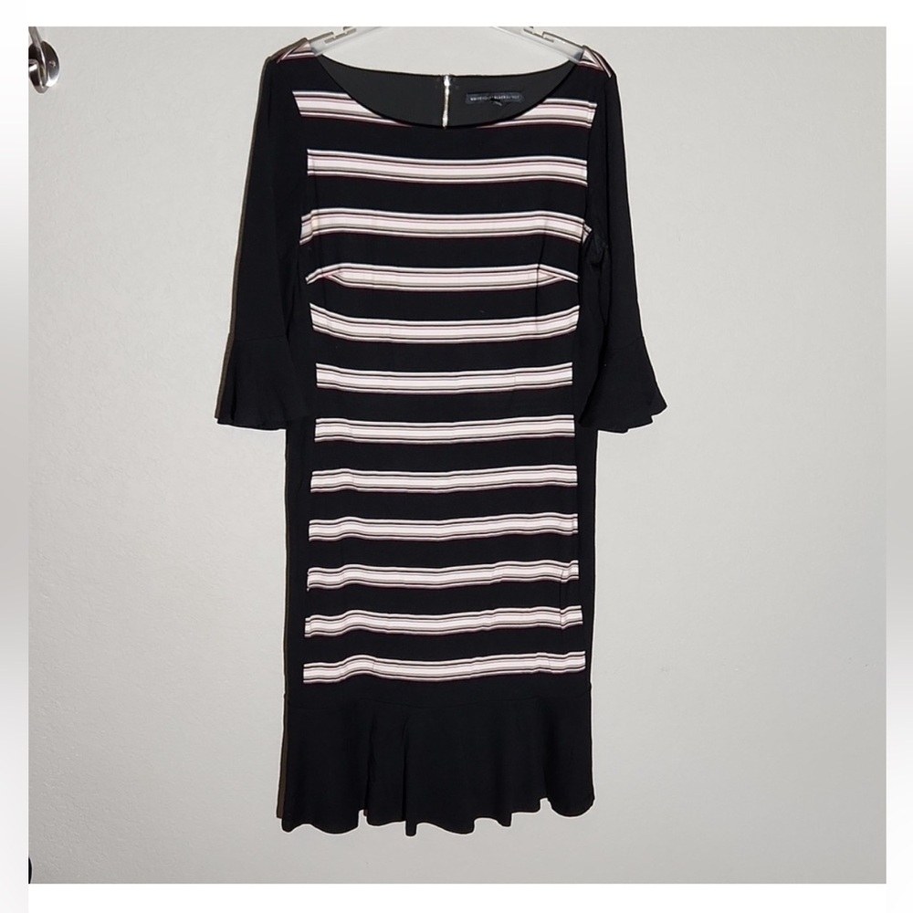 WHBM Elegant black dress with white and pink stripes s 10 special occasion dress